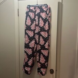 Holiday Black Pajama Pants with Christmas Tree Pattern